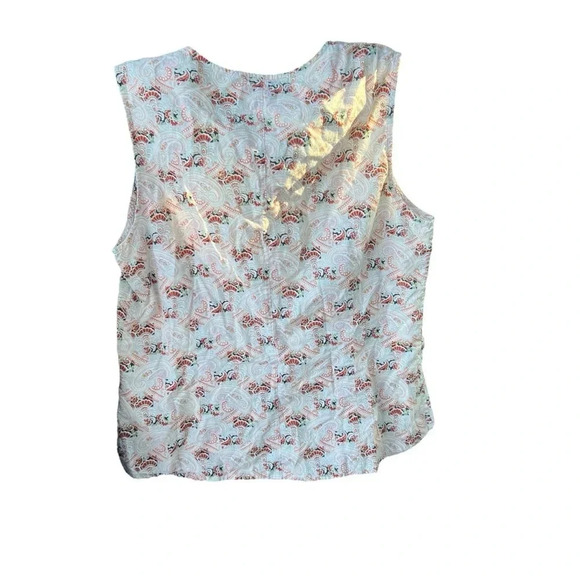 HAROLD'S Paisley Cream Button Down Sleeveless Ivory Rust Floral Women's Size 12 - Picture 2 of 5